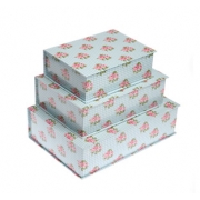 Blue Floral Boxes Set of 3