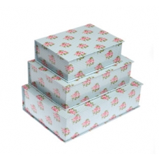 Blue Floral Boxes Set of 3