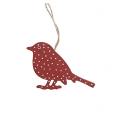 Red & White Polka Dot Hanging Bird